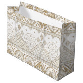 Ethnisch geometrisches, florales, nahtloses Muster Große Geschenktüte (Vorderseite Schrägansicht)