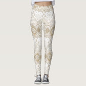 Ethnisch geometrisches, florales, nahtloses Muster Leggings (Vorderseite)
