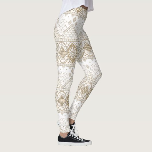Ethnisch geometrisches, florales, nahtloses Muster Leggings (Rechts)