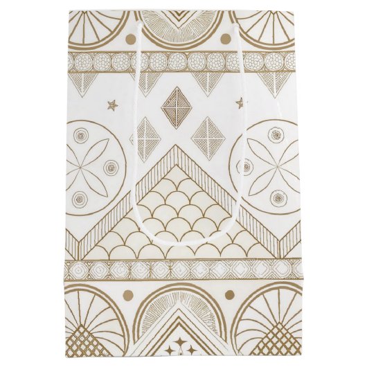 Ethnisch geometrisches, florales, nahtloses Muster Mittlere Geschenktüte (Rückseite)