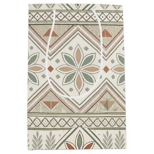 Ethnisch geometrisches, florales, nahtloses Muster Mittlere Geschenktüte (Vorderseite)
