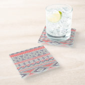Ethnisch gestreifter Stamm: Handmade Vintag Glasuntersetzer (Schrägansicht)
