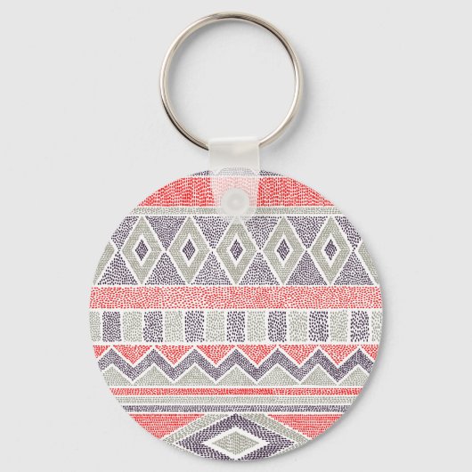 Ethnisch gestreifter Stamm: Handmade Vintag Schlüsselanhänger (Vorderseite)