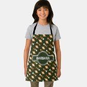 Ethnisch grünes Orangenminimalmuster Schürze (Insitu)