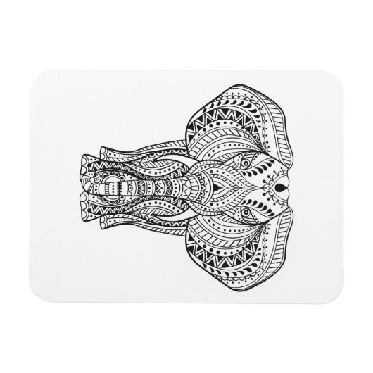 Ethnisch-indischer Elefant Magnet (Horizontal)