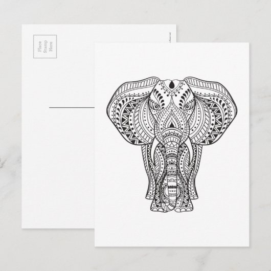 Ethnisch-indischer Elefant Postkarte (Vorne/Hinten)