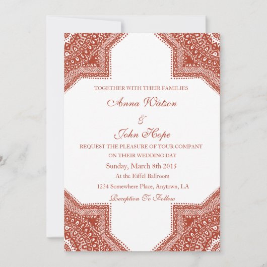 Ethnisch-marokkanische Hochzeitseinladung Einladung (Vorderseite)