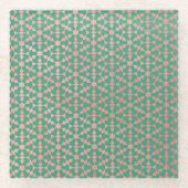 Ethnisch-marokkanisches geometrisches Mosaikmuster Glasuntersetzer (Vorderseite)