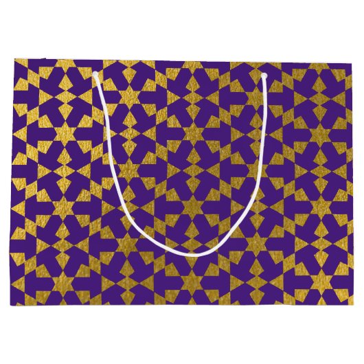 Ethnisch-marokkanisches geometrisches Mosaikmuster Große Geschenktüte (Rückseite)