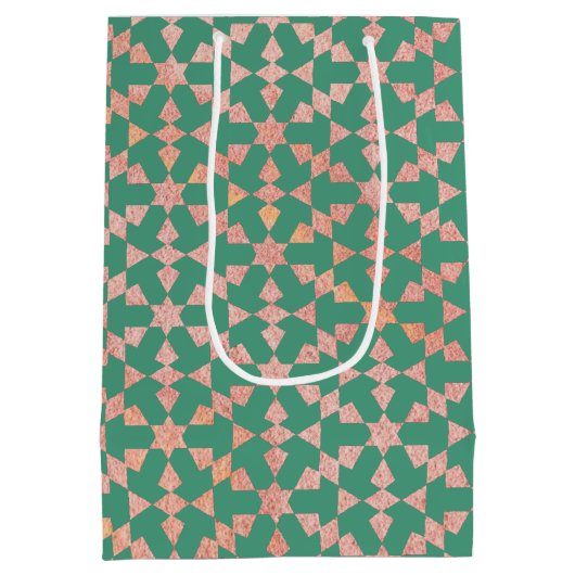 Ethnisch-marokkanisches geometrisches Mosaikmuster Mittlere Geschenktüte (Rückseite)