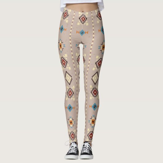 Ethnisch: nahtloses Stammesmuster Leggings (Vorderseite)