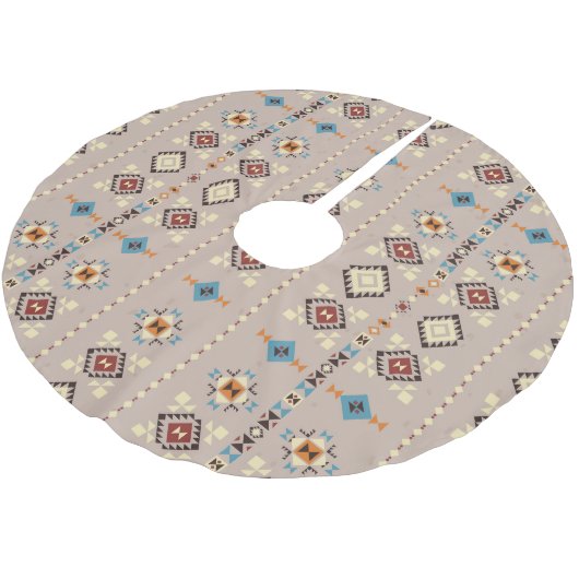 Ethnisch: nahtloses Stammesmuster Polyester Weihnachtsbaumdecke (Schrägansicht)