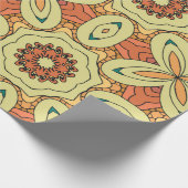 Ethnisch orange nahtloses Muster mit Mandala. Kran Geschenkpapier (Ecke)