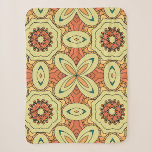Ethnisch orange nahtloses Muster mit Mandala. Kran Sherpadecke