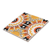 Ethnisch-orangefarbenes Schwarz-Weiß-Damast-Mosaik Fliese (Seite)