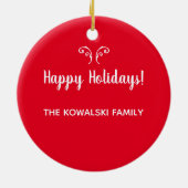 Ethnisch polnischer Weihnachtsbaum Wigilia Red Whi Keramik Ornament (Hinten)