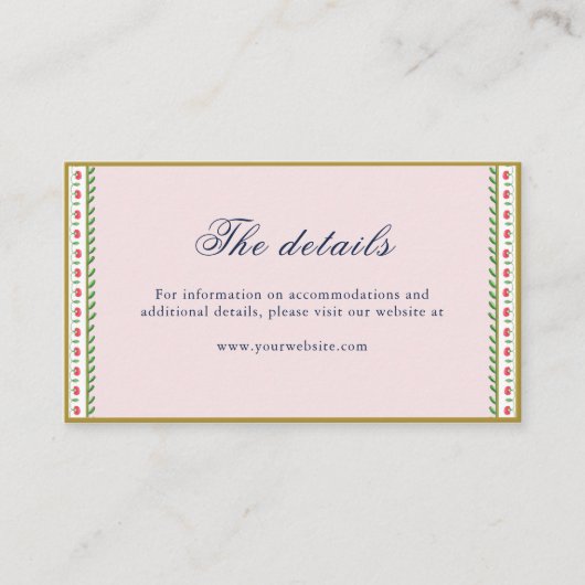 Ethnisch-rosa Blume grenzt an indische Hochzeitsde Platzkarte (Vorderseite)