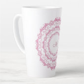 Ethnisch rosa Floral Mandala, Monogramm. Milchtasse (Linke Ecke)