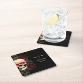 Ethnisch roter, blühender, dunkelgotischer Schädel Rechteckiger Pappuntersetzer (Vor Ort)