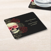 Ethnisch roter, blühender, dunkelgotischer Schädel Rechteckiger Pappuntersetzer (angewinkelt)