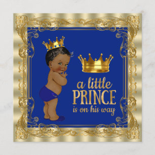 Ethnisch Royal Blau Gold Royal Prinz Baby Shower Einladung