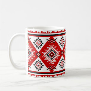 Ethnisch schwarz weiß rot, ukrainische Motive. Kaffeetasse