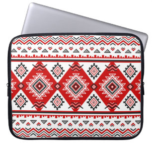 Ethnisch Schwarz Weiß Rot, Ukrainische Motive. Laptopschutzhülle