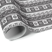 Ethnisch Schwarz-weiß: Zeitloses Muster Geschenkpapier (Rolleneckpunkt)