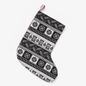 Ethnisch Schwarz-weiß: Zeitloses Muster Kleiner Weihnachtsstrumpf (Vorderansicht (hängend))