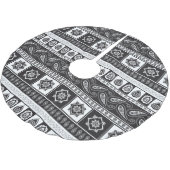 Ethnisch Schwarz-weiß: Zeitloses Muster Polyester Weihnachtsbaumdecke (Schrägansicht)