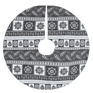 Ethnisch Schwarz-weiß: Zeitloses Muster Polyester Weihnachtsbaumdecke