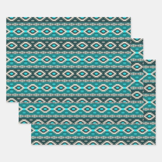 Ethnisch-südwestliches geometrisches Muster Geschenkpapier Set (Set)