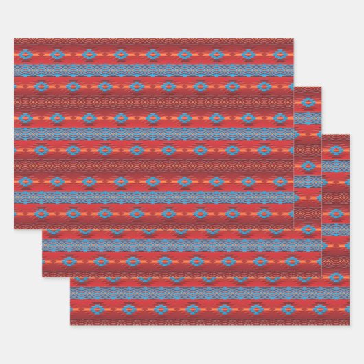 Ethnisch-südwestliches geometrisches Muster Geschenkpapier Set (Set)