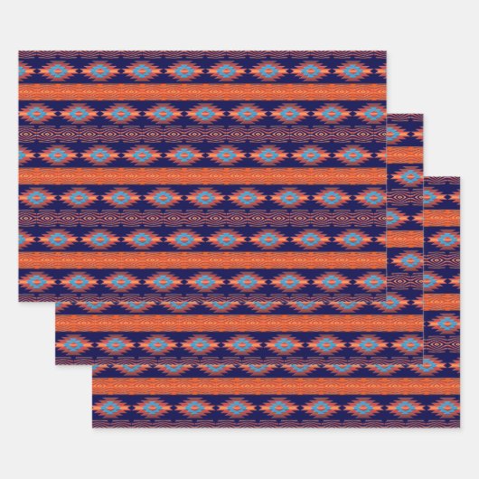 Ethnisch-südwestliches geometrisches Muster Geschenkpapier Set (Set)
