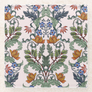 Ethnisch Traditionell: Dekoratives Vintage-Blumenm Glasuntersetzer