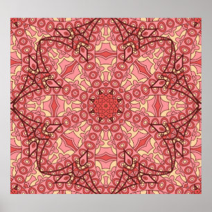 Ethnische Abstrakte Blume, Mandalase nahtlos. Poster