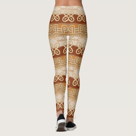 Ethnische Afrikaner Adinkra Symbole Leggings (Rückseite)