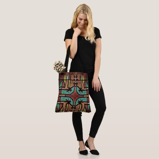 Ethnische afrikanische Tribal Geometric-Muster-Tas Tasche (Am Model)
