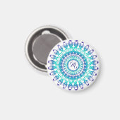 Ethnische aquamarine Mandala. Monogramm. Magnet (Vorderseite/Rückseite)