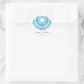 Ethnische aquamarine Mandala. Monogramm. Runder Aufkleber (Tasche)