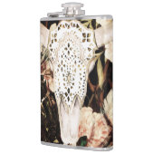 Ethnische Aquarellfarbe: Hintergrund mit Retro-Blu Flachmann (Links)