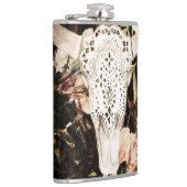 Ethnische Aquarellfarbe: Hintergrund mit Retro-Blu Flachmann (Rechts)