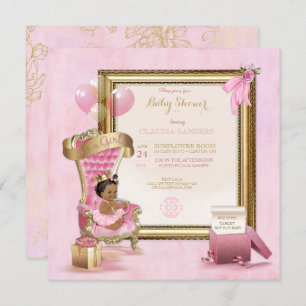 Ethnische Baby-Prinzessin Crown Gold Pink Royal Einladung