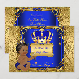 Ethnische Babyparty Junge Royal Blau Gold Einladung