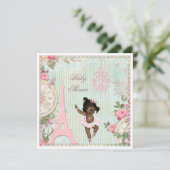 Ethnische Babyparty Paris-Prinzessin-Ballerina Einladung (Stehend Vorderseite)