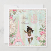Ethnische Babyparty Paris-Prinzessin-Ballerina Einladung (Vorderseite)