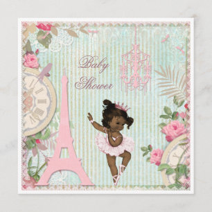Ethnische Babyparty Paris-Prinzessin-Ballerina Einladung