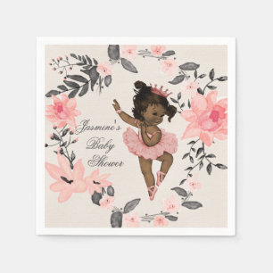 Ethnische Ballerina-Aquarell-Kranz-Babyparty Serviette