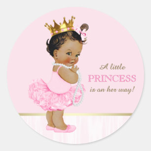 Ethnische Ballerina Prinzessin Tutu Baby Shower Runder Aufkleber