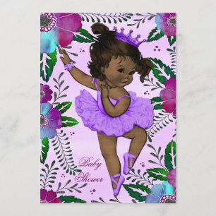 Ethnische Ballerina Wasserfarbe Blumenbabwdusche Einladung